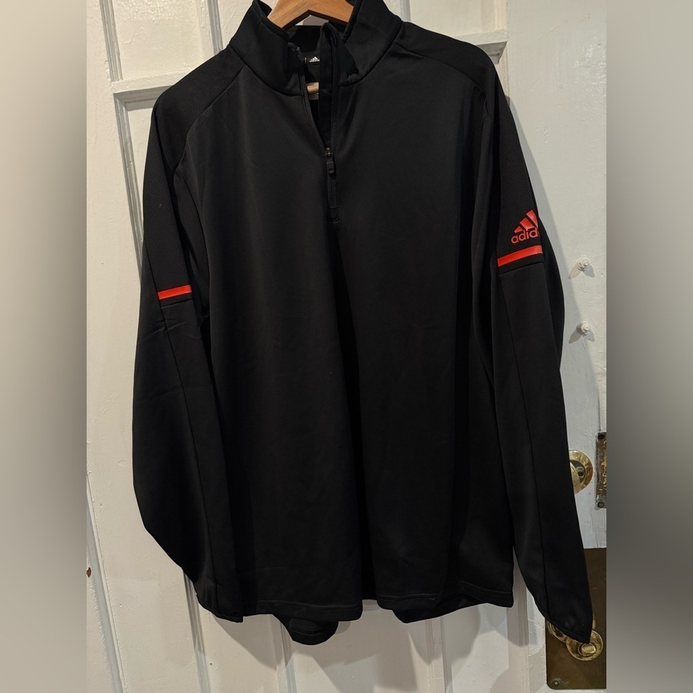 Adidas Men's Black Performance Jacket with Red Details